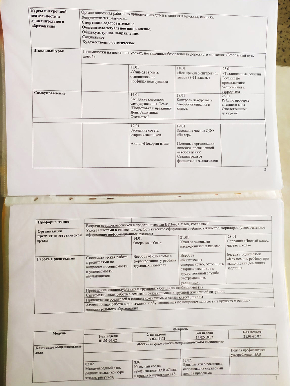 А это часть календарно⁠-⁠тематического плана по воспитательной работе на январь и февраль 2022 года