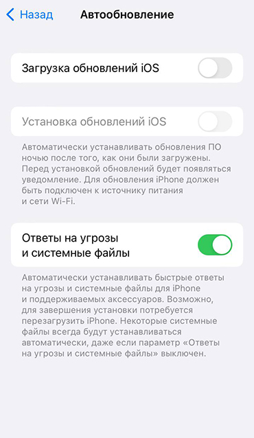 Так выглядит системное меню Айфона, посвященное обновлению iOS