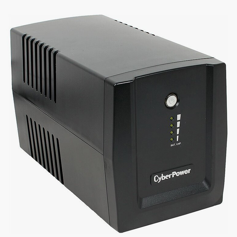 CyberPower UT2200EI — самый бюджетный вариант, соответствующий нашим критериям: 1320 ватт реальной мощности, четыре минуты работы при полной нагрузке, фильтрация помех и возможность замены аккумулятора. Обойдется в 11 500 ₽