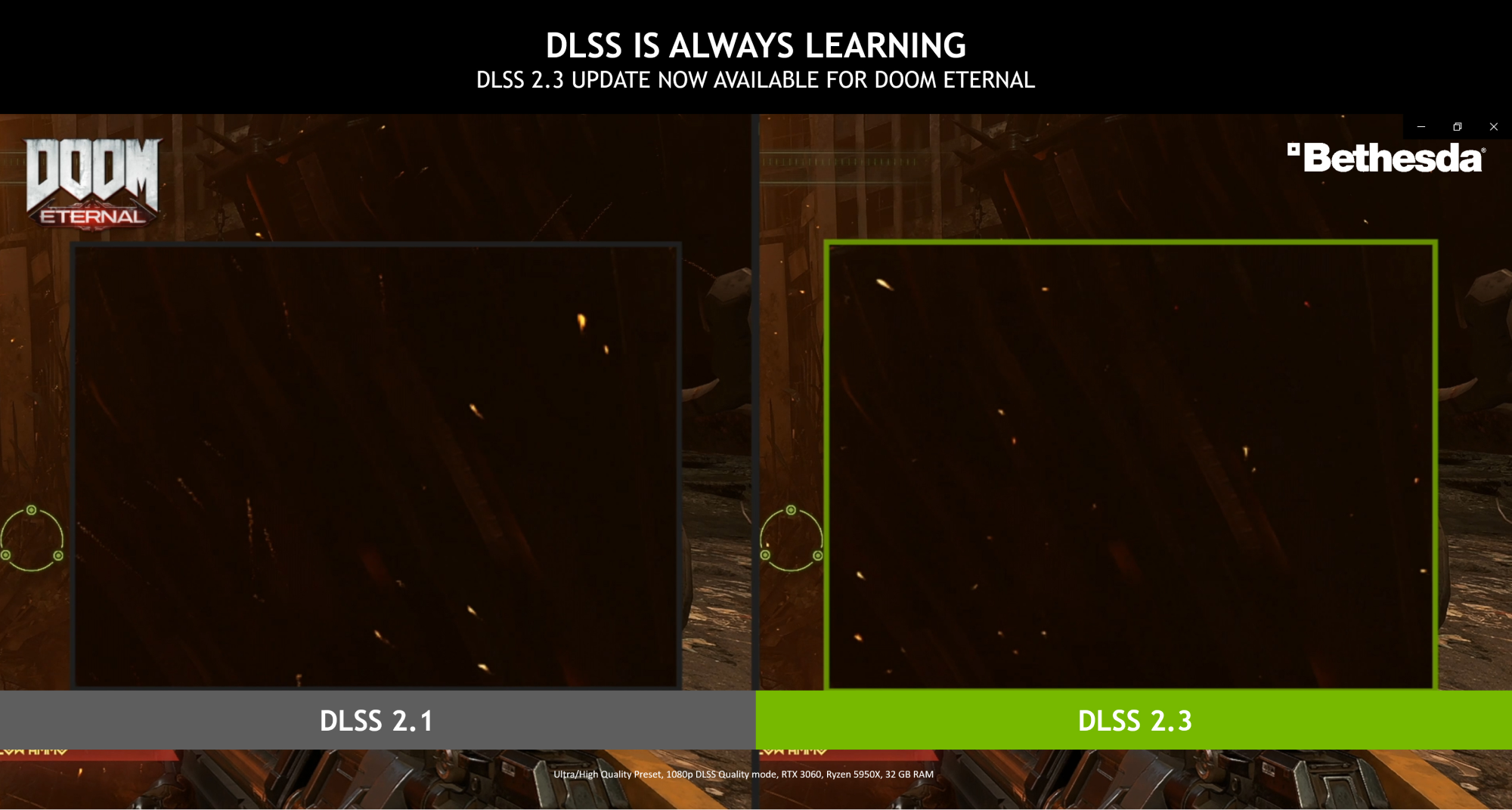 DLSS постоянно дообучается. В Doom Eternal поначалу некорректно отображались мелкие частицы, но проблему решили. Источник: nvidia.com