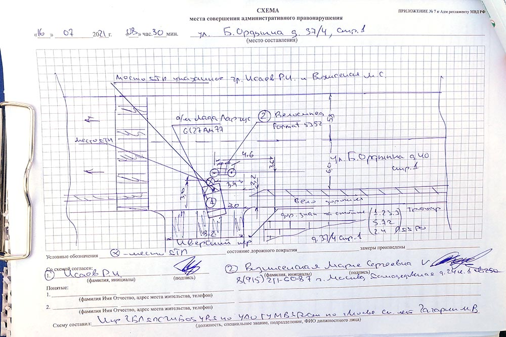 План ДТП, составленный инспектором