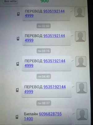 Так выглядит переписка зараженного телефона с банком. Бездушную машину не удивляют повторяющиеся переводы среди ночи, жертва заметит пропажу только утром