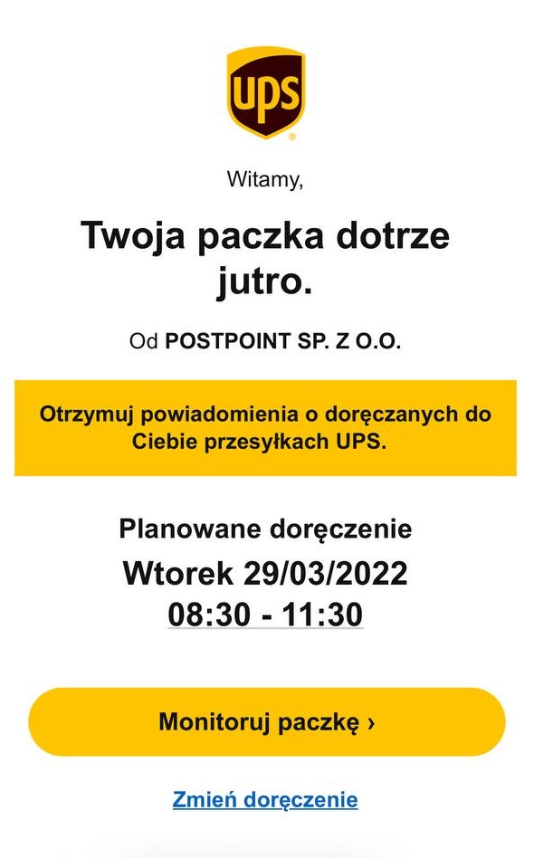 Информация о доставке паспорта из рассылки UPS