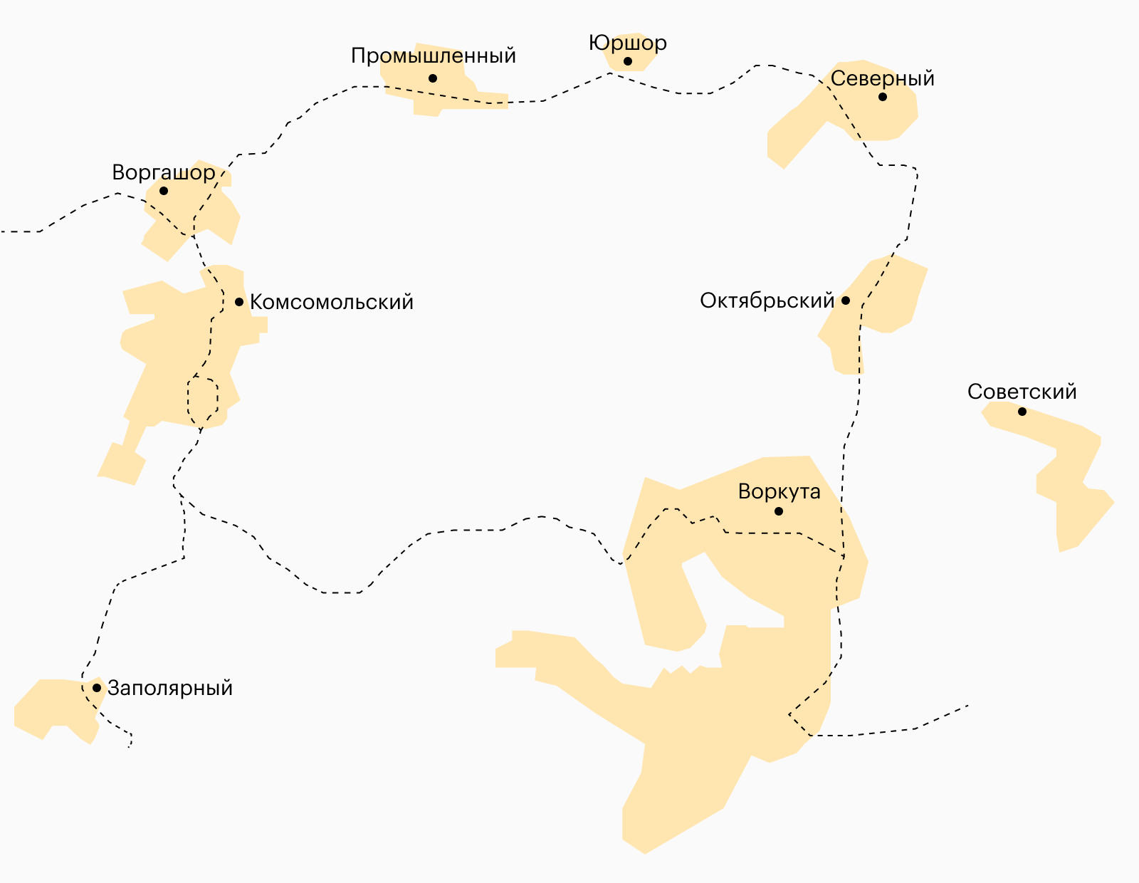 Так на карте выглядит воркутинское кольцо