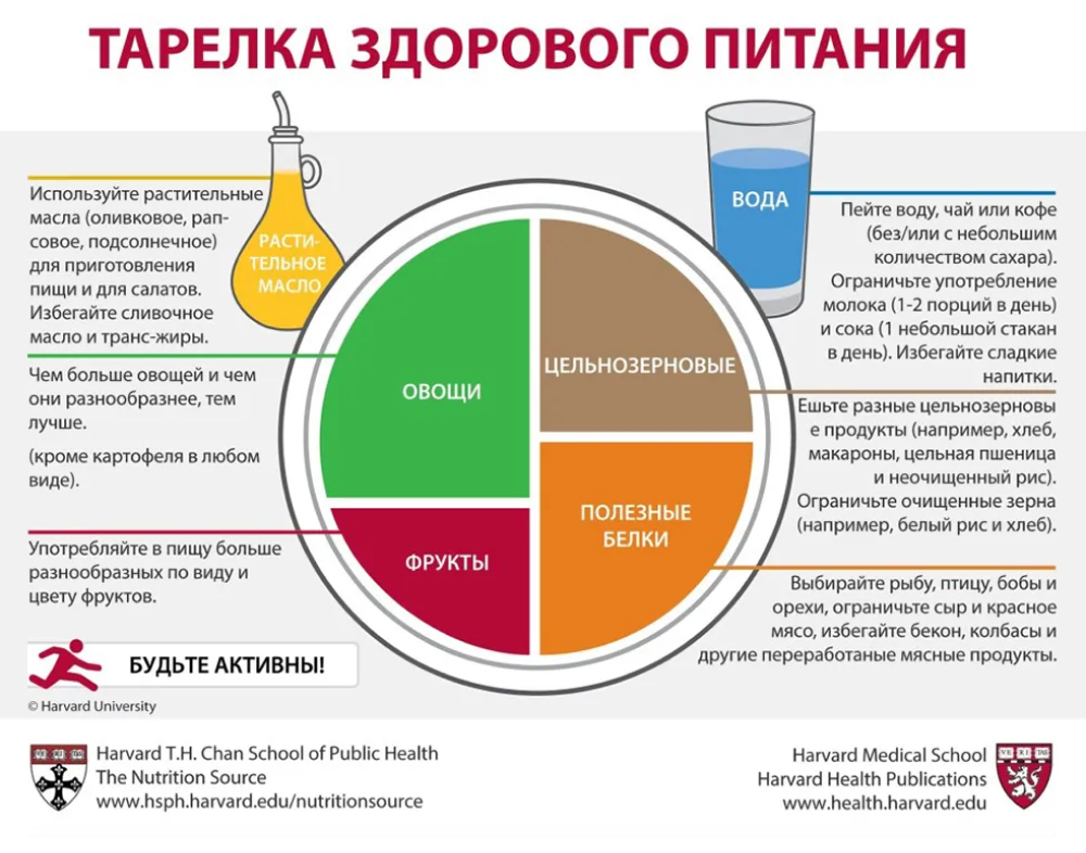 Вариант здоровой тарелки от Гарвардской школы