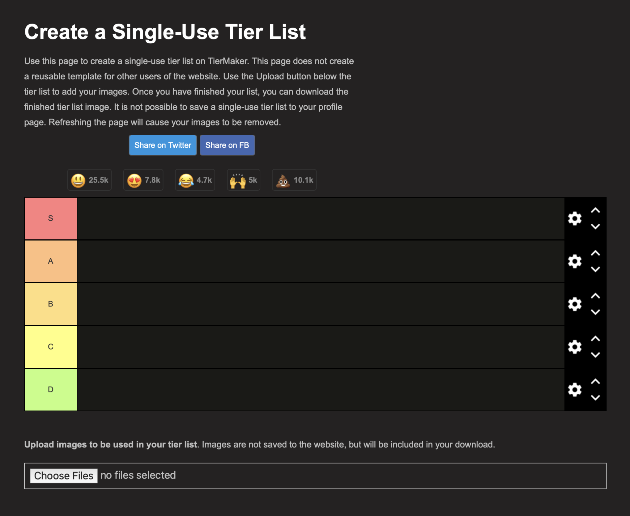 Интерфейс TierMaker