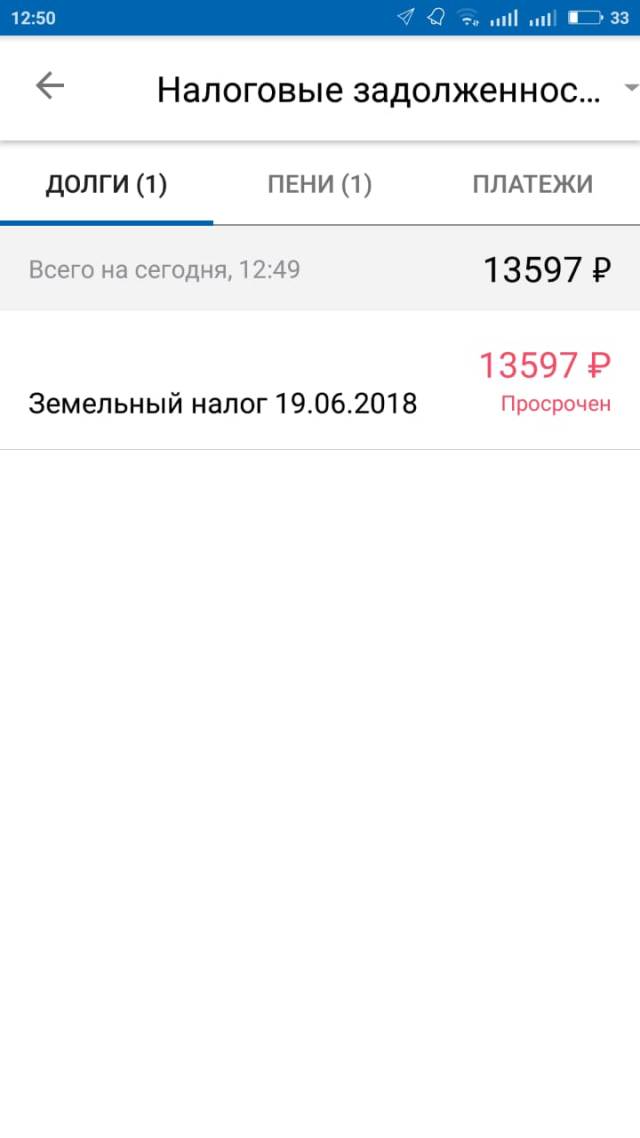 Сам долг по земельному налогу составлял 13 597 ₽, а пеня — 682 ₽