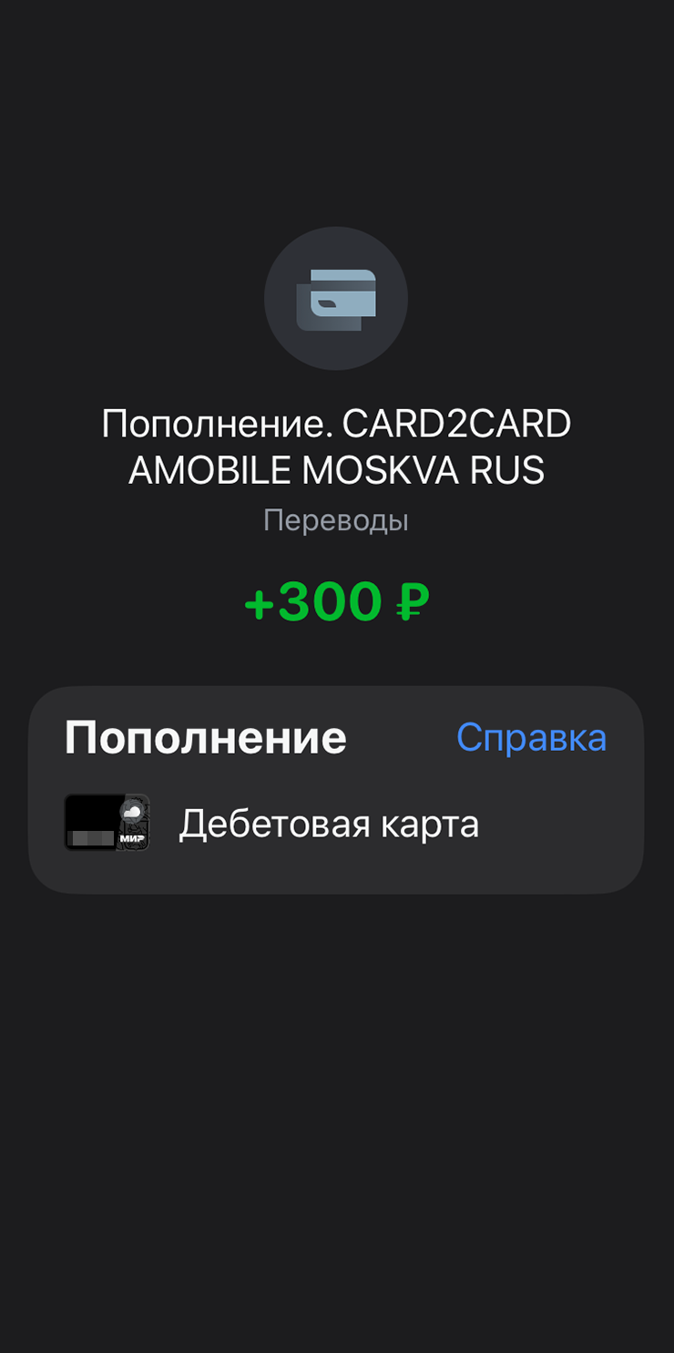 Через десять минут на мой счет пришли обещанные 300 ₽ — по 100 ₽ за каждый лайк