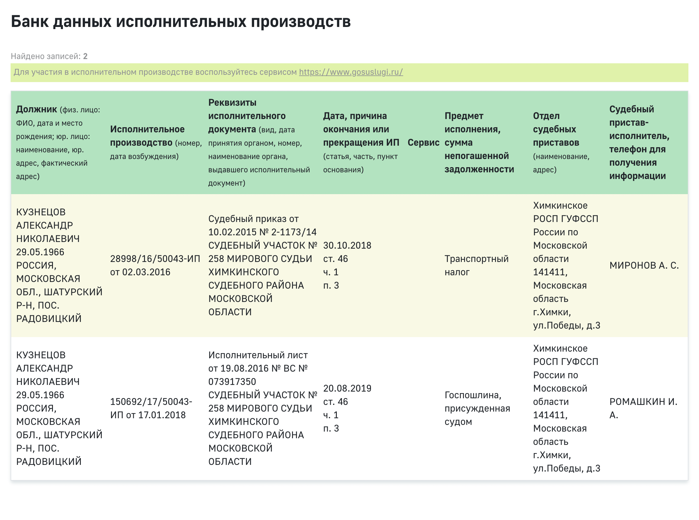 Некоторые долги можно уплатить прямо на сайте